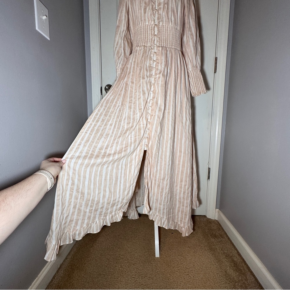 NWT Anthropologie Long-Sleeve Smocked-Waist Stripe Maxi Dress - Picture 8 of 16
